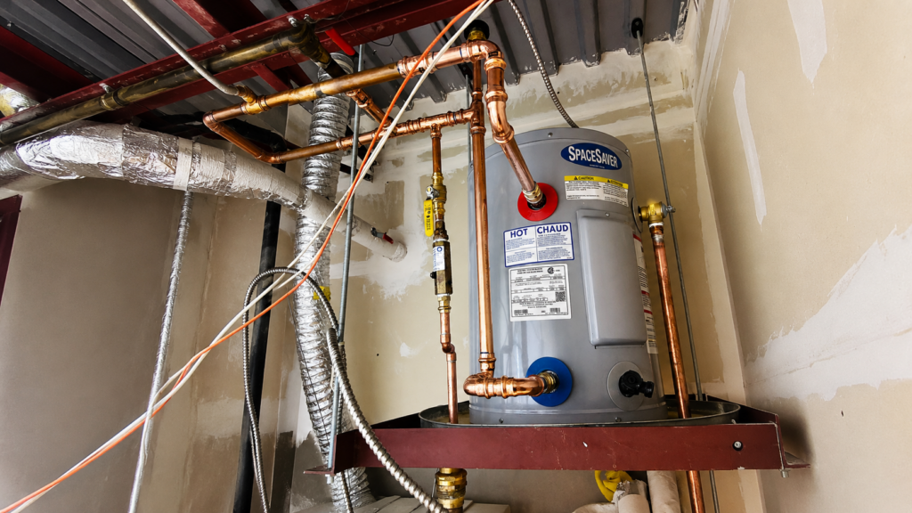 Water heater installation with copper piping